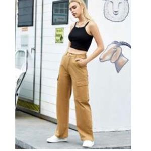 High Waisted Slant Pocket Cargo Shein Jeans